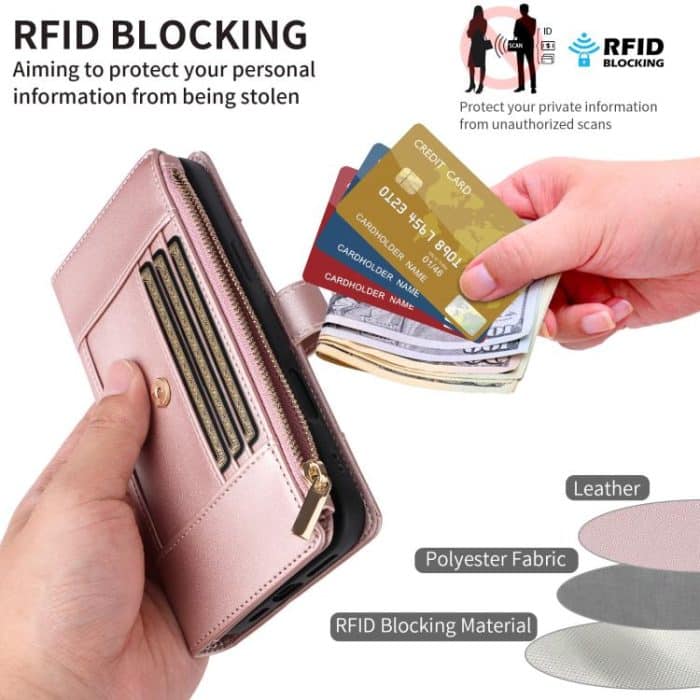Crossbody Strap RFID Blocking Zipper Wallet Leather Phone Case, For iPhone 14 Pro Max, For iPhone 13 Pro Max, For iPhone 13 Pro, For iPhone 12 / 12 Pro – Bild 8