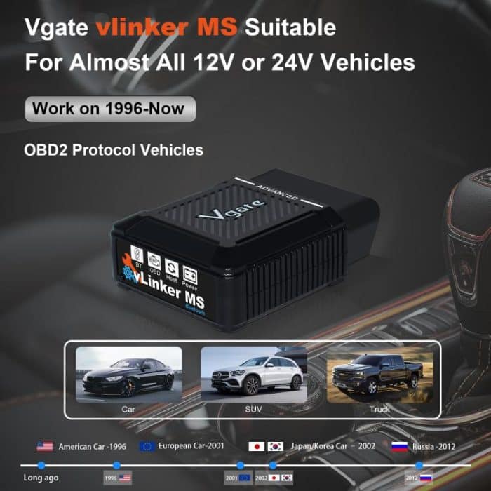 Vgate vLinker MS 12V / 24V Bluetooth Car OBD2 Scanner, vLinker MS – Bild 7