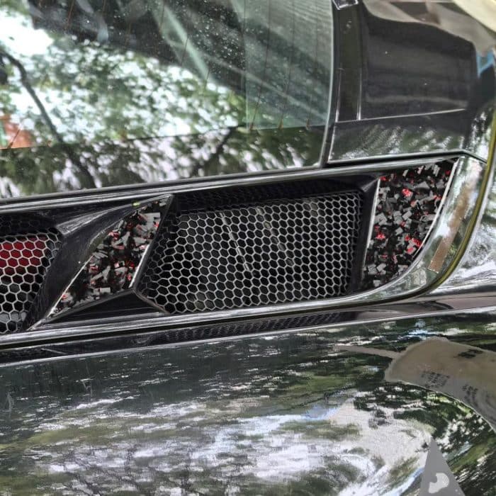 6pcs/Set Forged Gold Foil Carbon Fiber Car Engine Side Vents Decorative Sticker for Chevrolet Corvette C8 2020-, Left and Right Driver, Engine Side Vents – Bild 3