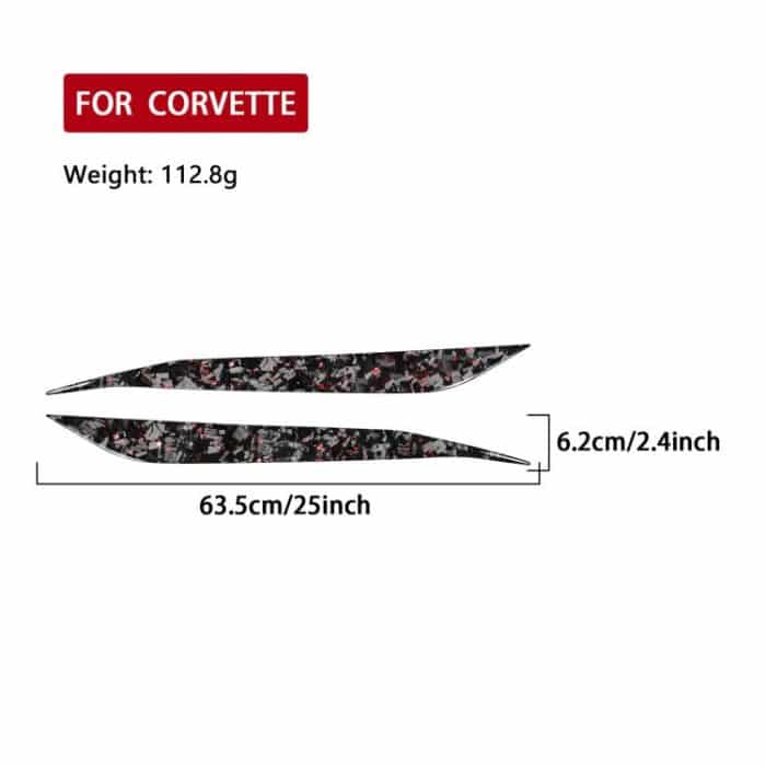 2pcs/Set Forged Gold Foil Carbon Fiber Car Light Eyebrow Decorative Sticker for Chevrolet Corvette C8 2020-, Left and Right Driver, Light Eyebrow – Bild 2