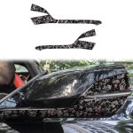 4pcs/Set Forged Gold Foil Carbon Fiber Car Rearview Mirror Decorative Sticker for Chevrolet Corvette C8 2020-, Left Driver, Rearview Mirror, Left Driver