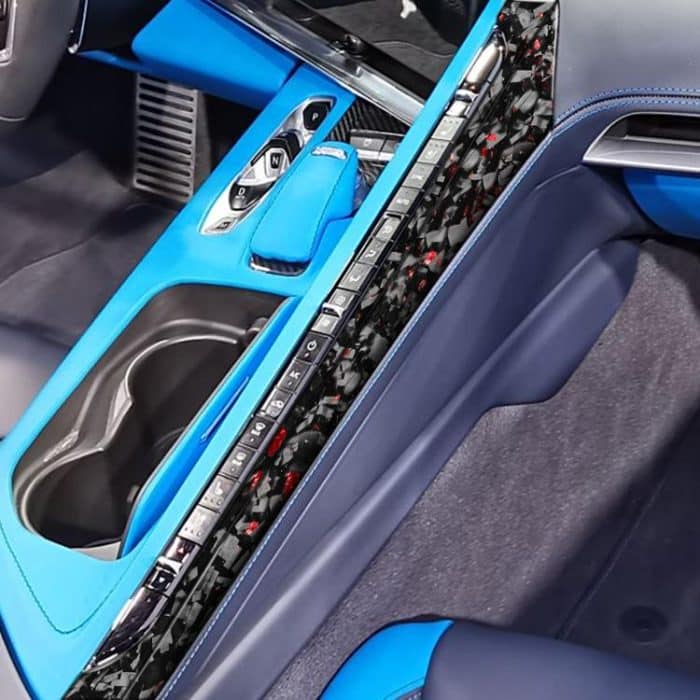 2pcs/Set Forged Gold Foil Carbon Fiber Car Center Console Side Decorative Sticker for Chevrolet Corvette C8 2020-, Left Driver, Center Console Side, Left Driver – Bild 4