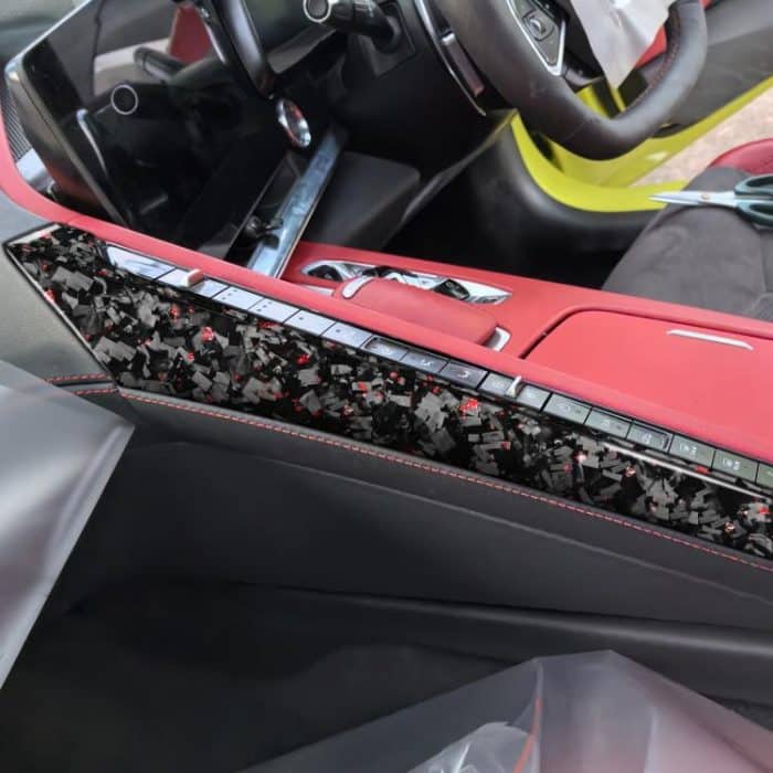 2pcs/Set Forged Gold Foil Carbon Fiber Car Center Console Side Decorative Sticker for Chevrolet Corvette C8 2020-, Right Driver, Center Console Side, Right Driver – Bild 3