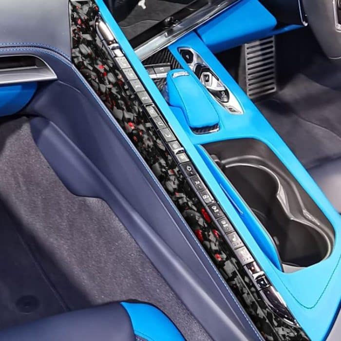 2pcs/Set Forged Gold Foil Carbon Fiber Car Center Console Side Decorative Sticker for Chevrolet Corvette C8 2020-, Right Driver, Center Console Side, Right Driver – Bild 4