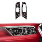 2pcs/Set Forged Gold Foil Carbon Fiber Car Window Lift Decorative Sticker for Chevrolet Corvette C8 2020-, Right Driver, Window Lift, Right Driver