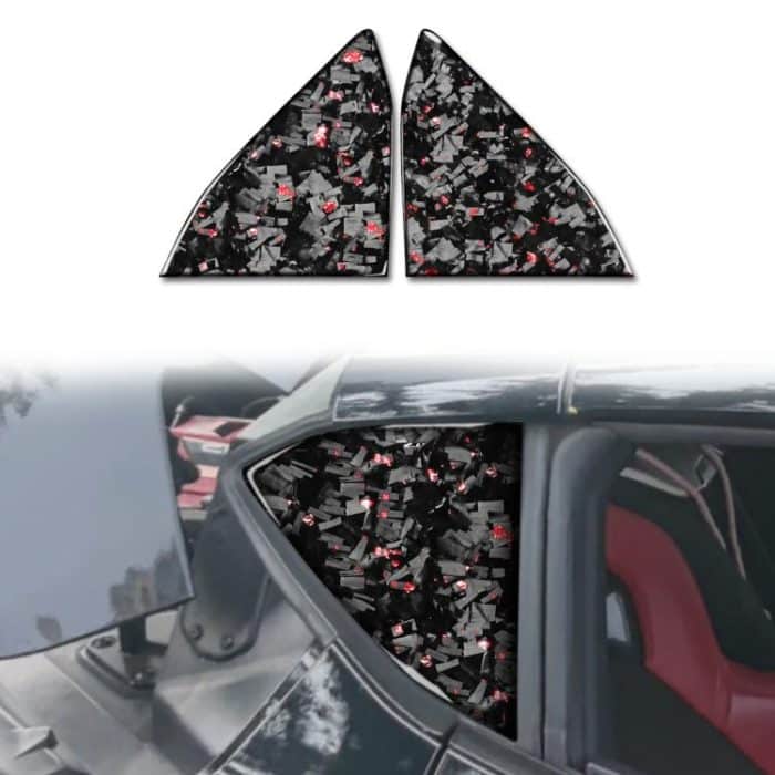 2pcs/Set Forged Gold Foil Carbon Fiber Car Rear Triangle Window Decorative Sticker for Chevrolet Corvette C8 2020-, Left and Right Driver, Rear Triangle Window – Bild 1