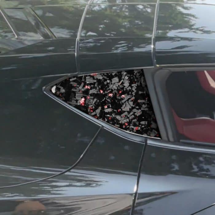 2pcs/Set Forged Gold Foil Carbon Fiber Car Rear Triangle Window Decorative Sticker for Chevrolet Corvette C8 2020-, Left and Right Driver, Rear Triangle Window – Bild 4