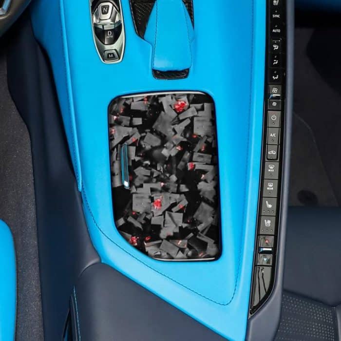 Forged Gold Foil Carbon Fiber Car Central Control Cup Cover Decorative Sticker for Chevrolet Corvette C8 2020-, Left Driver, Central Control Cup Cover, Left Driver – Bild 4