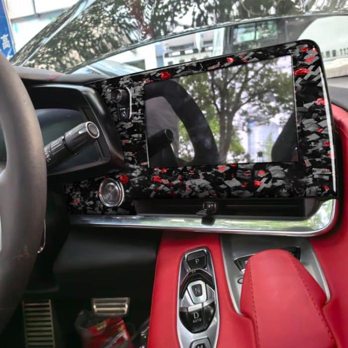 Forged Gold Foil Carbon Fiber Car Central Control Screen Frame Decorative Sticker for Chevrolet Corvette C8 2020-, Left Driver, Central Control Screen Frame, Left Driver – Bild 3