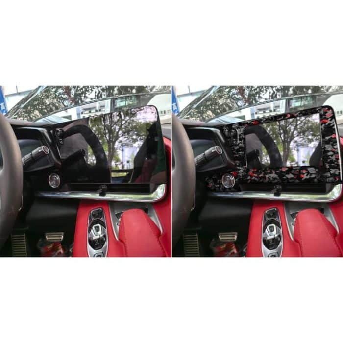 Forged Gold Foil Carbon Fiber Car Central Control Screen Frame Decorative Sticker for Chevrolet Corvette C8 2020-, Left Driver, Central Control Screen Frame, Left Driver – Bild 5