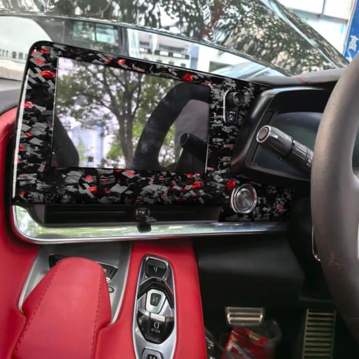 Forged Gold Foil Carbon Fiber Car Central Control Screen Frame Decorative Sticker for Chevrolet Corvette C8 2020-, Right Driver, Central Control Screen Frame, Right Driver – Bild 3