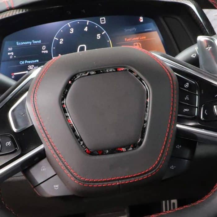 Forged Gold Foil Carbon Fiber Car Steering Wheel Frame Decorative Sticker for Chevrolet Corvette C8 2020-, Left and Right Driver, Steering Wheel Frame – Bild 4