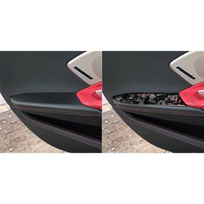 2pcs/Set Forged Gold Foil Carbon Fiber Car Inside Armrest Panel Decorative Sticker for Chevrolet Corvette C8 2020-, Left and Right Driver, Inside Armrest Panel – Bild 5