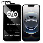 25pcs Shockproof Anti-breaking Edge Airbag Tempered Glass Film, For iPhone 16e, For iPhone 16 Pro Max, For iPhone 16 Pro, For iPhone 16 Plus / 15 Plus, For iPhone 16 / 15, For iPhone 15 Pro Max, For iPhone 15 Pro