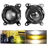 T14 2pcs/Pack 55W 3 inch High Power Dual Lens Fog Light Left and Right Mount Holder Style, For DAF Trucks