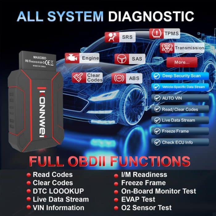 KONNWEI MAXOBD Full Car System Scanner OBD2 Diagnostic Tool Code Read – Bild 3