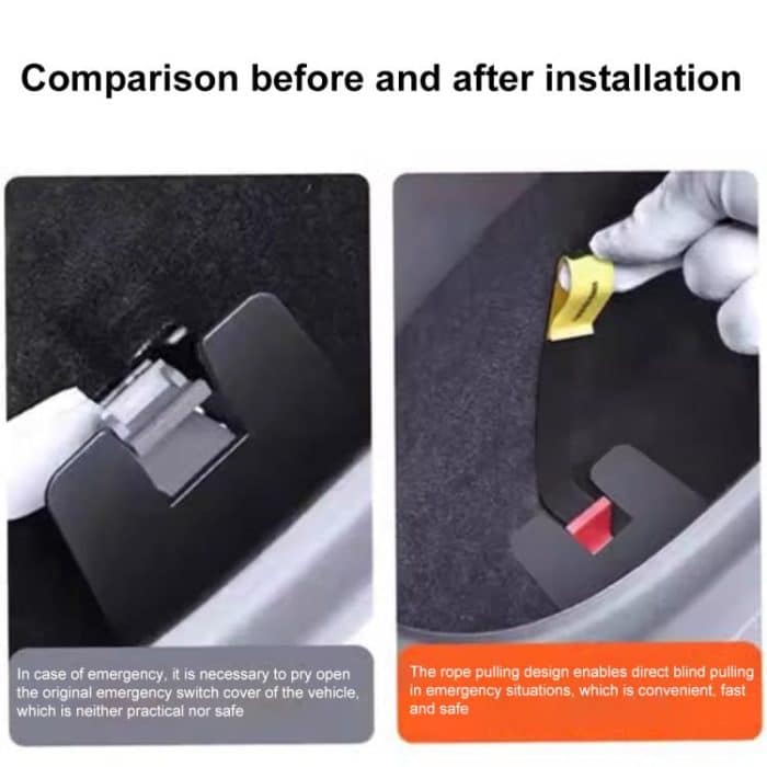 2pcs/Set For Tesla Model Y / 3 Car Rear Door Mechanical Switch Handle Extended Manual Door Release Safety Pull Rope – Bild 3