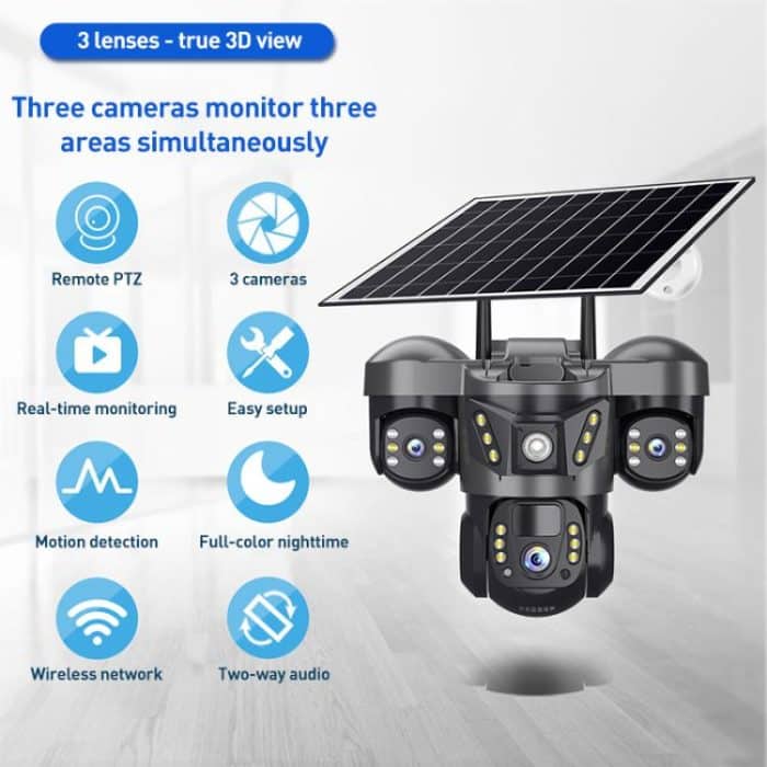 VTS29 6MP Multi-lens Panoramic Solar Surveillance PTZ Dome Camera, Southeast Asia WiFi, Southeast Asia 4G, European 4G – Bild 7