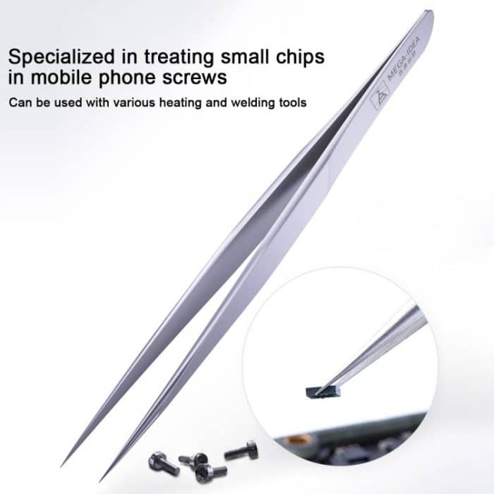 MEGA-IEDA High Hard Non-magnetic Stainless Steel Repair Tweezers, Long Tip, Short Tip, Curved Tip – Bild 8