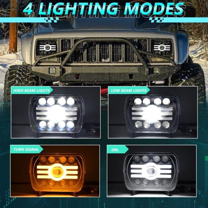 Y19 H4 7 inch Car Sun Style Square Modified Headlight for Jeep Wrangler, Y19 – Bild 3