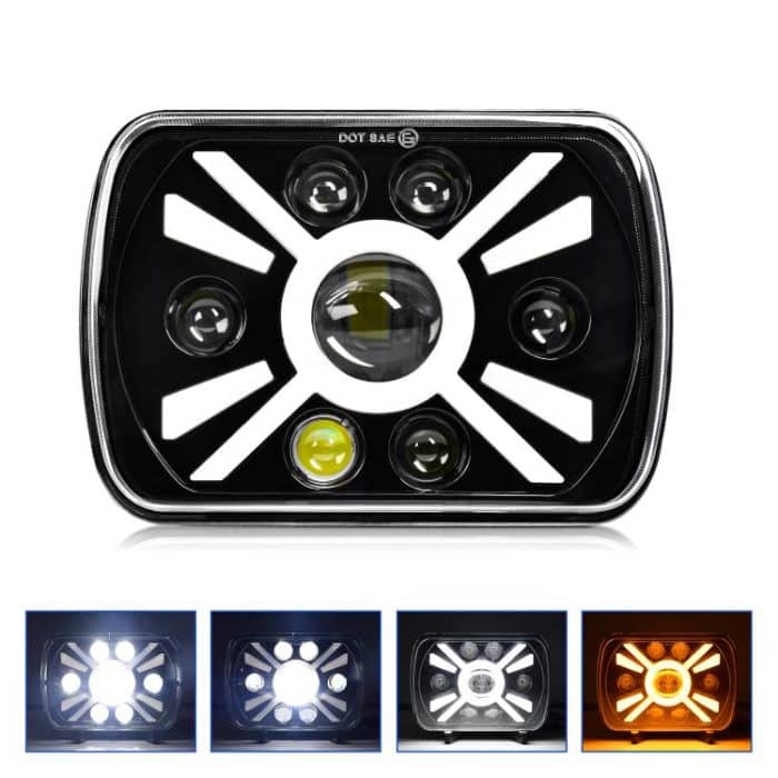 EDA008266401A.jpg Y23 H4 7 inch Car Seven-bead Sun Style Square Modified Headlight for Jeep Wrangler, Y23 – Bild 1