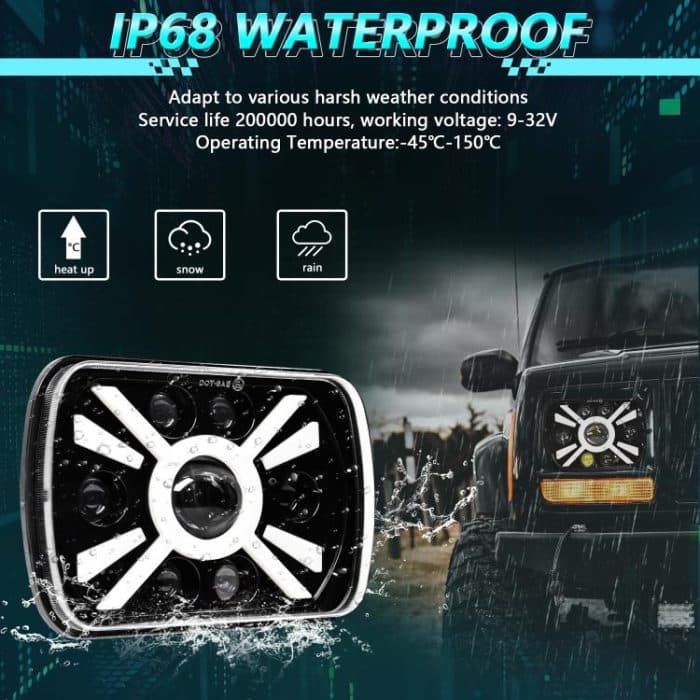 Y23 H4 7 inch Car Seven-bead Sun Style Square Modified Headlight for Jeep Wrangler, Y23 – Bild 5