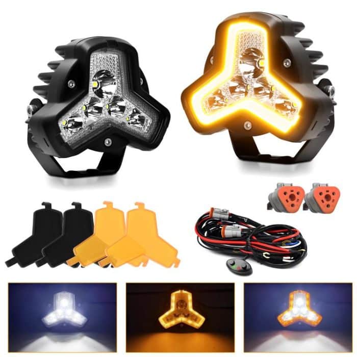 2pcs/Pack Car 80W High-power Matrix Triangle Cannon Work Light with Cable Set, Triangle – Bild 1