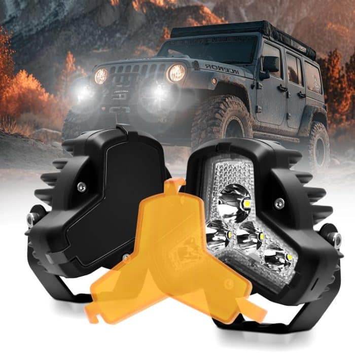 2pcs/Pack Car 80W High-power Matrix Triangle Cannon Work Light with Cable Set, Triangle – Bild 2