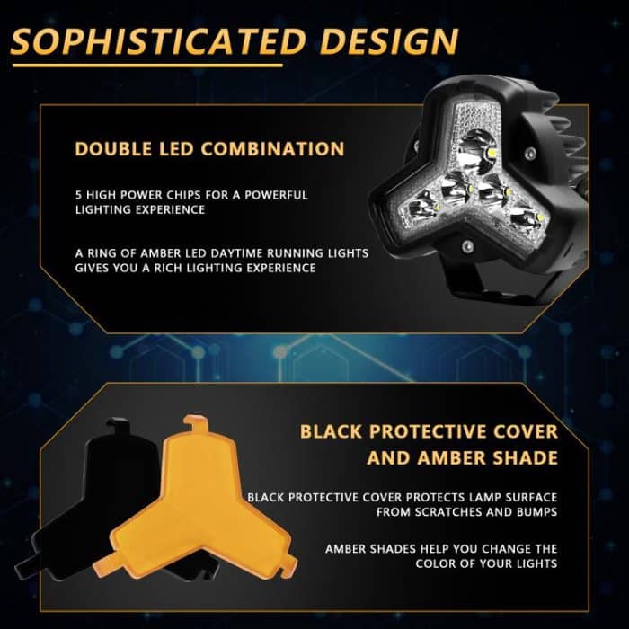 2pcs/Pack Car 80W High-power Matrix Triangle Cannon Work Light with Cable Set, Triangle – Bild 3