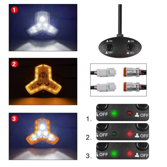 2pcs/Pack Car 80W High-power Matrix Triangle Cannon Work Light with Cable Set, Triangle – Bild 4