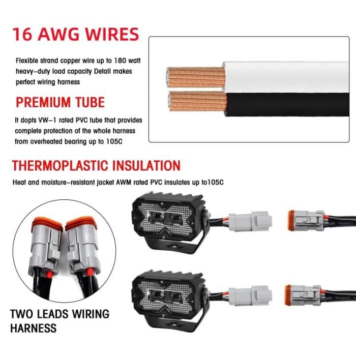 2pcs/Pack Car 70W High-power Matrix Eyes Work Light with Cable Set, Eyes – Bild 7