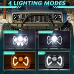 Y22 H4 7 inch Car Butterfly Style Square Modified Headlight for Jeep Wrangler, Y22 – Bild 3