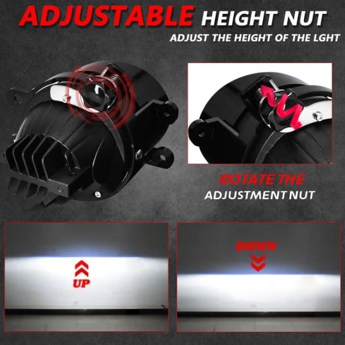 T12 2pcs/Pack 55W 3 inch High Power Dual Lens Fog Light Oblique Style for Toyota, T12 Left Driver, T12 Right Driver – Bild 3