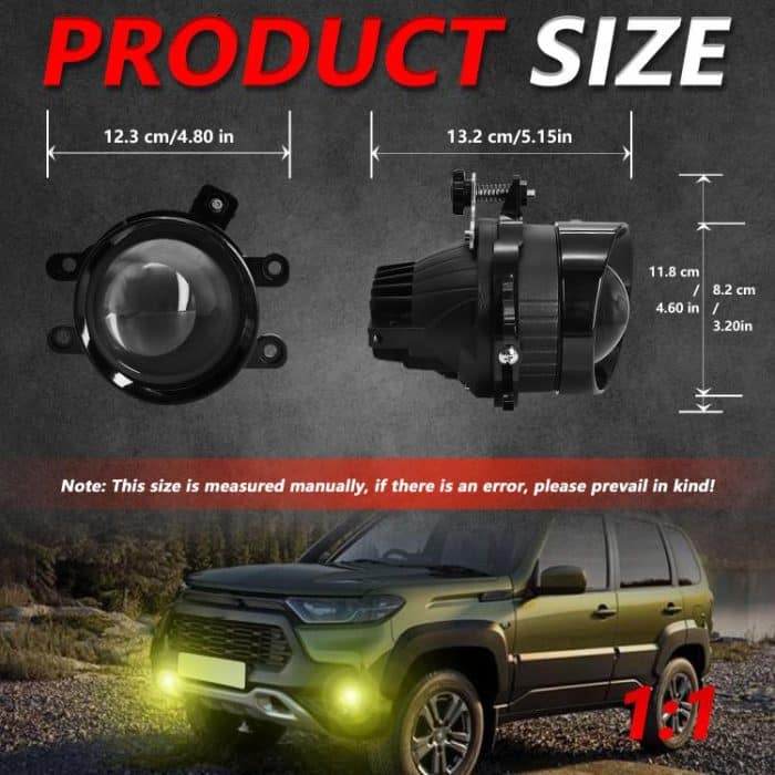 T12 2pcs/Pack 55W 3 inch High Power Dual Lens Fog Light Oblique Style for Toyota, T12 Left Driver, T12 Right Driver – Bild 6
