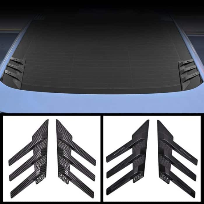 1 Pair Car Rear Windshield Air Cent Shark Fin Decorative Sticker, Carbon Pattern, Bright Black – Bild 2