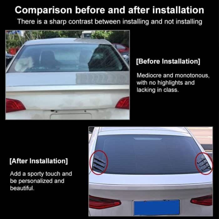 1 Pair Car Rear Windshield Air Cent Shark Fin Decorative Sticker, Carbon Pattern, Bright Black – Bild 4