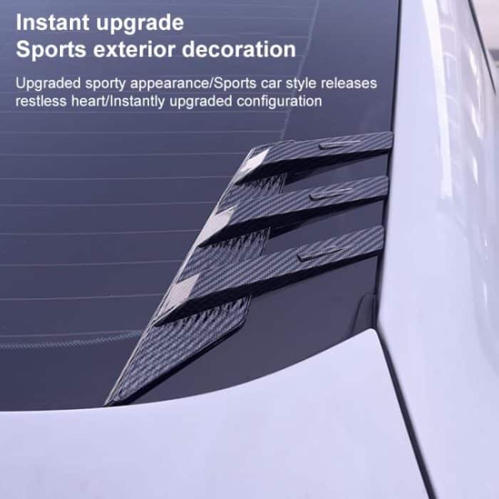 1 Pair Car Rear Windshield Air Cent Shark Fin Decorative Sticker, Carbon Pattern, Bright Black – Bild 5