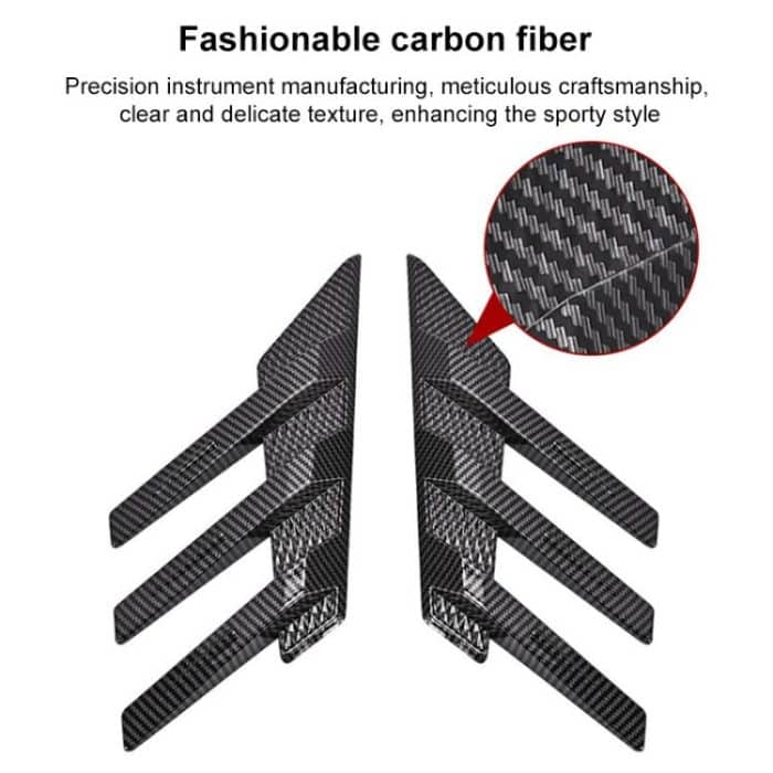 1 Pair Car Rear Windshield Air Cent Shark Fin Decorative Sticker, Carbon Pattern, Bright Black – Bild 9
