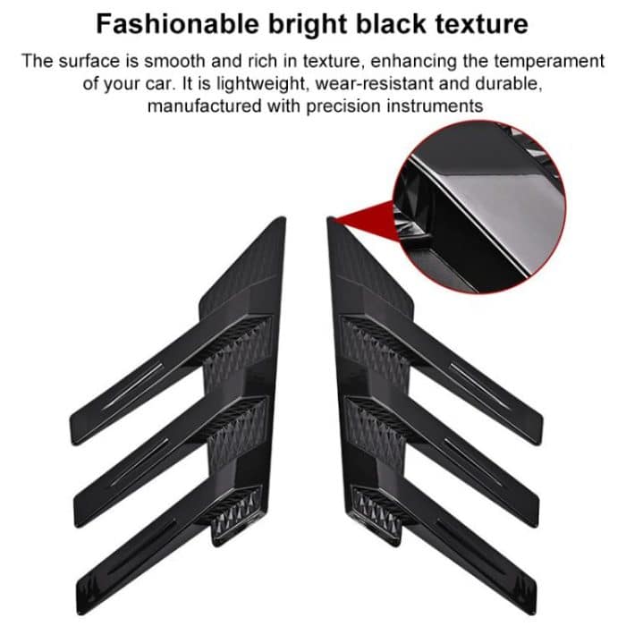 1 Pair Car Rear Windshield Air Cent Shark Fin Decorative Sticker, Carbon Pattern, Bright Black – Bild 10