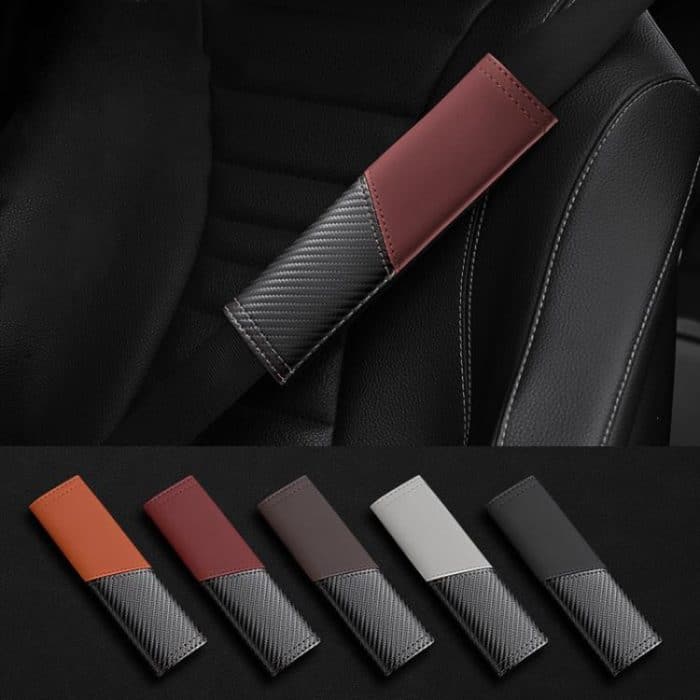 Car Leather Carbon Fiber Stitching Seat Belt Shoulder Guard – Bild 2