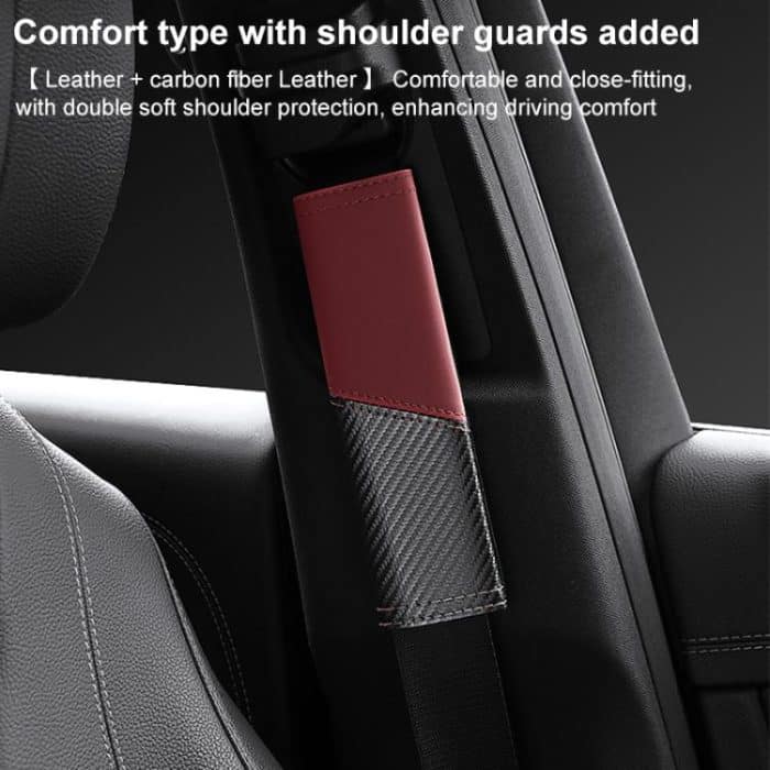 Car Leather Carbon Fiber Stitching Seat Belt Shoulder Guard – Bild 3