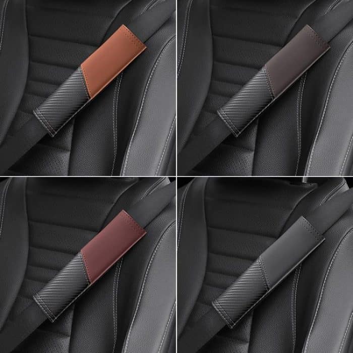 Car Leather Carbon Fiber Stitching Seat Belt Shoulder Guard – Bild 10