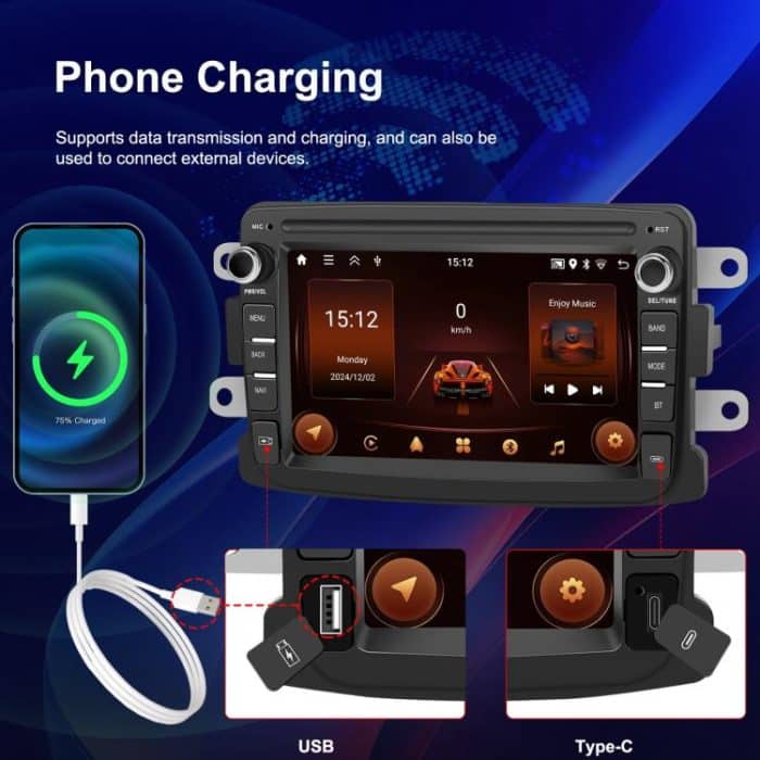 For Dacia Android 15 7 inch Wireless CarPlay Car Player Car Central Control Navigation Machine, Standard, Standard+AHD+Microphone – Bild 16