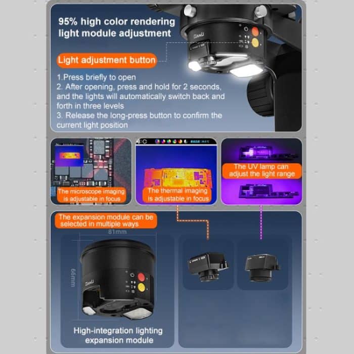 QianLi 6558 6.5X-58X Gorilla Trinocular Microscope, US Plug, EU Plug – Bild 5