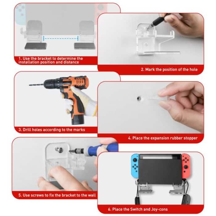 For Nintendo Switch 1 / 2 Acrylic Wall Split Symmetrical Storage Bracket – Bild 6
