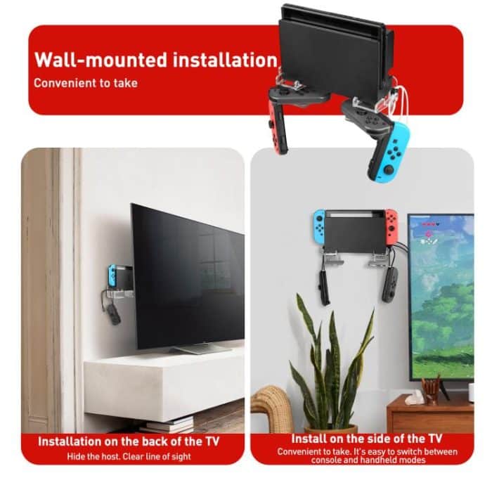 For Nintendo Switch 1 / 2 Acrylic Wall Split Symmetrical Storage Bracket – Bild 7