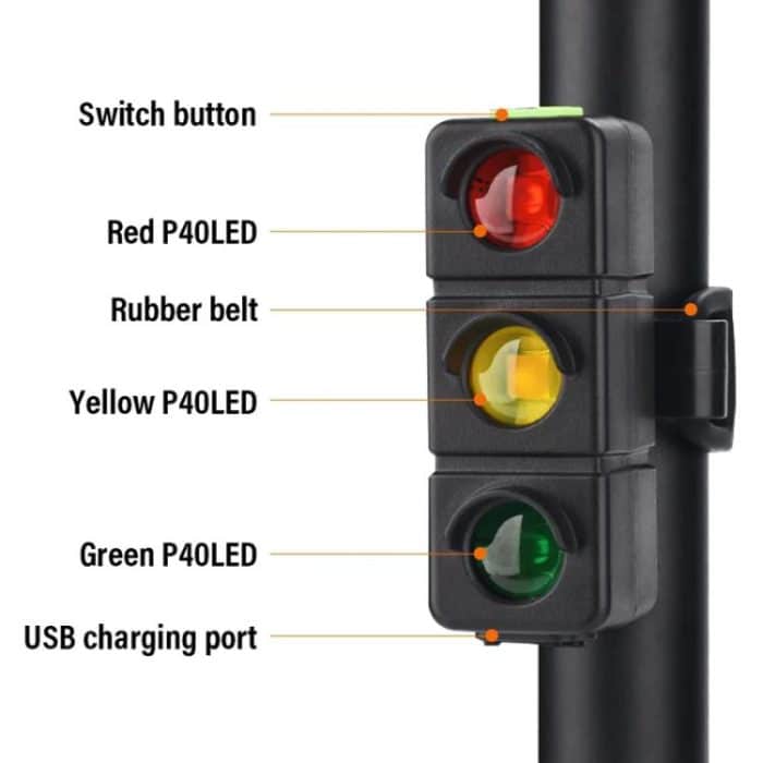 QX-W19 Creative Bicycle Three Color LED Tail Light, Safe Night Riding Warning Light, QX-W19 – Bild 4