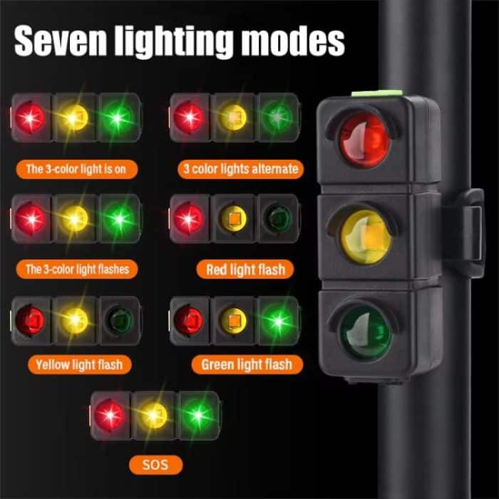 QX-W19 Creative Bicycle Three Color LED Tail Light, Safe Night Riding Warning Light, QX-W19 – Bild 5