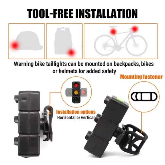 QX-W19 Creative Bicycle Three Color LED Tail Light, Safe Night Riding Warning Light, QX-W19 – Bild 8