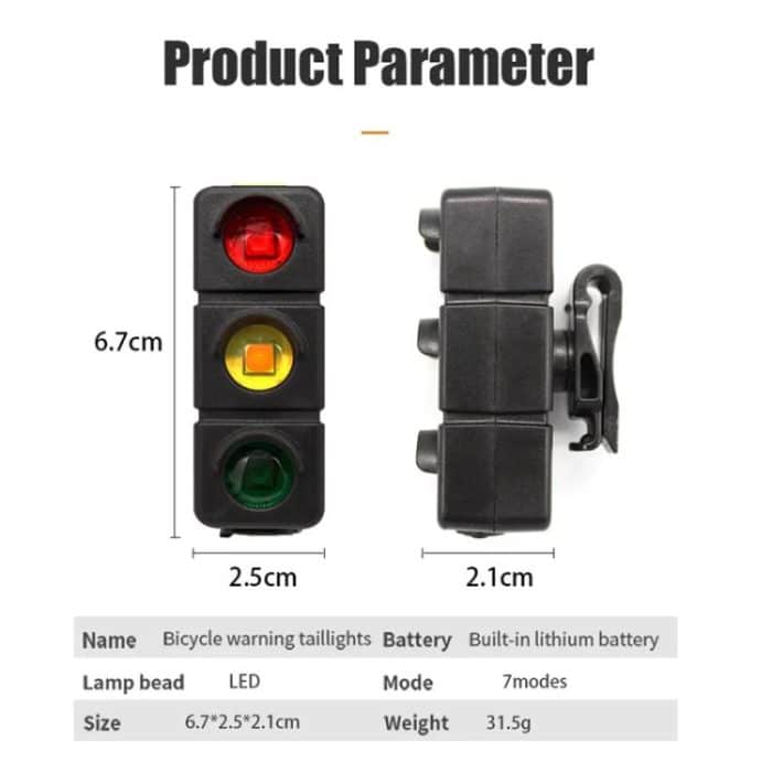 QX-W19 Creative Bicycle Three Color LED Tail Light, Safe Night Riding Warning Light, QX-W19 – Bild 9